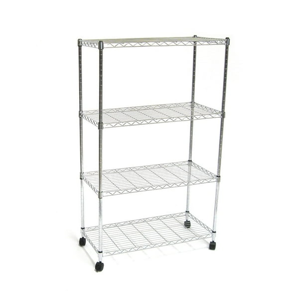 Seville Classics 4Tier Steel Wire Shelving with Wheels, 30" W x 14" D