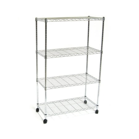 Seville Classics 30"W x 14"L x 49.50"H 4-Shelf UltraZinc Steel Wire Freestanding Shelves, Silver