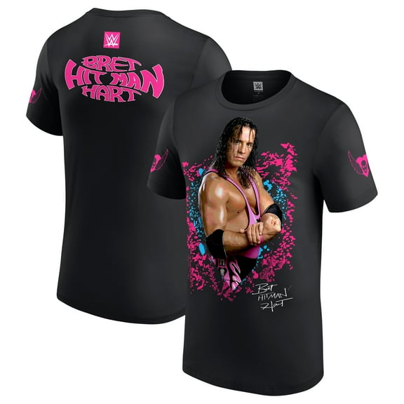 Men's Black Bret Hart Hitman Superstar T-Shirt