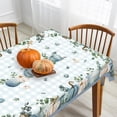thumbnail image 3 of Fall Blue Pumpkin Polyester Tablecloth Rectangular 60x84 Inch, Thanksgiving Autumn Buffalo Plaid Washable Table Cloth Picnic Party Table Cover for Kitchen Dinning Room Decor, 3 of 5