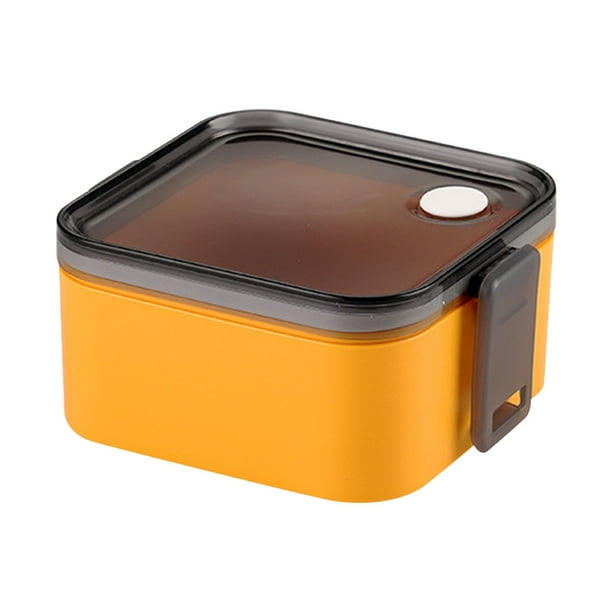 Caja de Bento Japonesa Naranja, Caja de Almuerzo de Doble Capa de Plástico con Compatibilidad con Microondas, Caja de Picnic Separada y Sellada