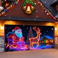 thumbnail image 4 of TIELUTT Housse de Porte de Garage Style Néon Festive pour les Fêtes pour Usage Extérieur Intérieur Tissu Polyester Résistant aux Intempéries avec Surpiqûres Renforcées Guirlande Bannière Décoration de Gâteau Bannière pour la Maison Bannière en Lin Support le Drapeau Fla, 4 of 5