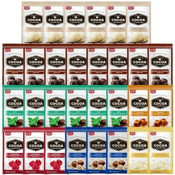 Hot Cocoa Mix Gift Set ? 30 Count, 7 Flavors | Cozy Hot Chocolate Sampler Box for Students, Coworkers, Teens, Famil...