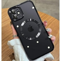 Magnetic Clear for iPhone 11 Case with Exlusive Build-in Camera Cover [No.1 Strong N52 Magnets] [Compatible with Magsafe] for Women Girls Phone Case (6.1")-Black