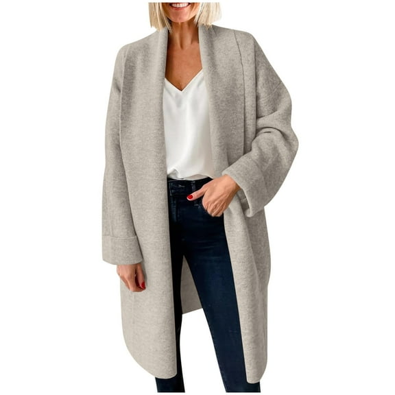 Jackets for Women DYTTDG Women's Long Cardigan Winter Coat Jacket Solid Color Long Sleeve Warm Coat Sweater on Clearance