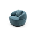 thumbnail image 2 of 360° Swivel Barrel Chair, Teddy Fleece Single Sofa, Modern Cloud Couch with Curve Armrest and 1 Pillow, Oversized Lounge Chair with Thickened Seat for Living Room, Blue, 2 of 9