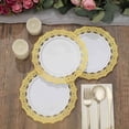 thumbnail image 2 of Efavormart 10 Pack | 7" White With Gold Lace Rim Plastic Dessert Appetizer Plates, Disposable Salad Party Plates, 2 of 11