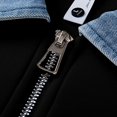 thumbnail image 7 of TOUMENY Men Sweater Fall Winter Collared Long Sleeve Solid Casual Comfy Tops Men Color Block Loose Half-Zip Pullover Black L, 7 of 7