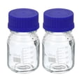thumbnail image 1 of Unique Bargains Bouteille de Stockage en Verre Gradué 100mL Réactif Clair Capuchon Bleu 2 Pack, 1 of 5