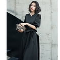 thumbnail image 1 of Vestido de noche negro para mujer, elegante, de largo medio, sencillo y generoso, para banquetes, talla grande, 1 of 6