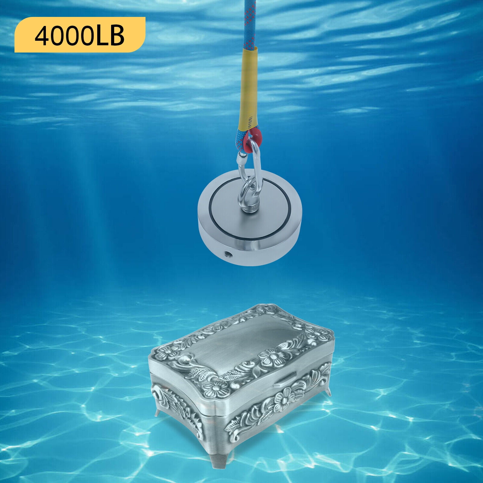 1100 LBS Pulling Force Double-Sided Fishing Magnet - Neodymium Rare Earth, Nickel Coated 3 thumbnail image