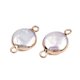 thumbnail image 2 of Electroplated Natural Keshi Pearl Flat Round Connector Charms Cultured Freshwater Pearl Baroque Pearls Links Golden Seashell Color 18~19x11~11.5x5~5.5mm Hole: 1.8mm, 2 of 3