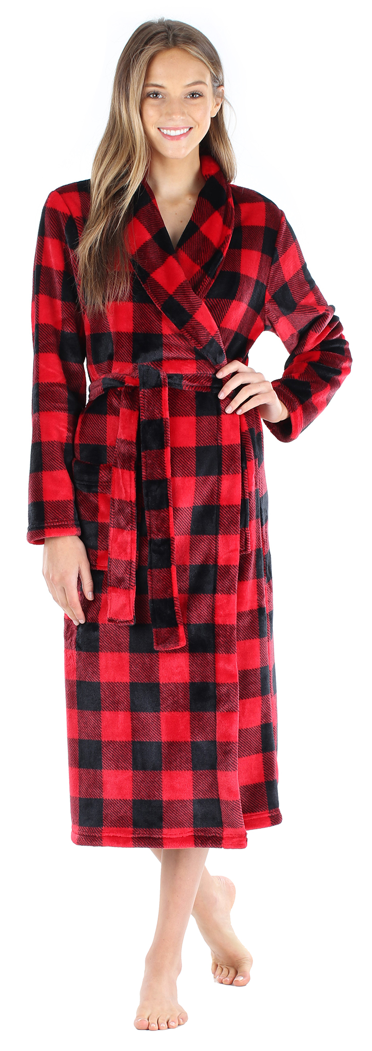 PajamaMania Women's Plush Fleece Long Bathrobes