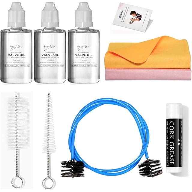 Kit de limpieza para trompetas Deviser todo en uno con aceite de válvula x3