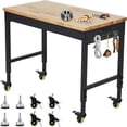 thumbnail image 1 of Bingirl Établi Robuste Réglable de 60 Pouces avec Panneau Perforé, Capacité de Charge de 2000 Lb, Établi en Hévéa avec Roulettes Pivotantes et Prise Électrique, 1 of 7