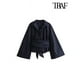 thumbnail image 2 of TRAF-blusa Kimono de manga larga para mujer, camisa con pajarita, botón frontal, Tops elegantes, moda, 2 of 5