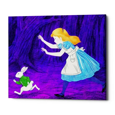 Epic Graffiti 'Alice's and the Rabbit' by Sai Tamiya, Canvas Wall Art, 16"x12"