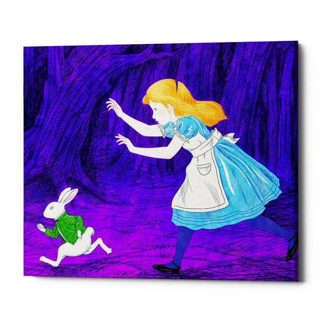 Epic Graffiti 'Alice's and the Rabbit' by Sai Tamiya, Canvas Wall Art, 16"x12"