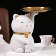 thumbnail image 4 of Decoración De Almacenamiento Escultura de gato de la fortuna, decoración de dulces, artículos varios, escultura de animales para el hogar (blanco) Libre de BPA, 4 of 9