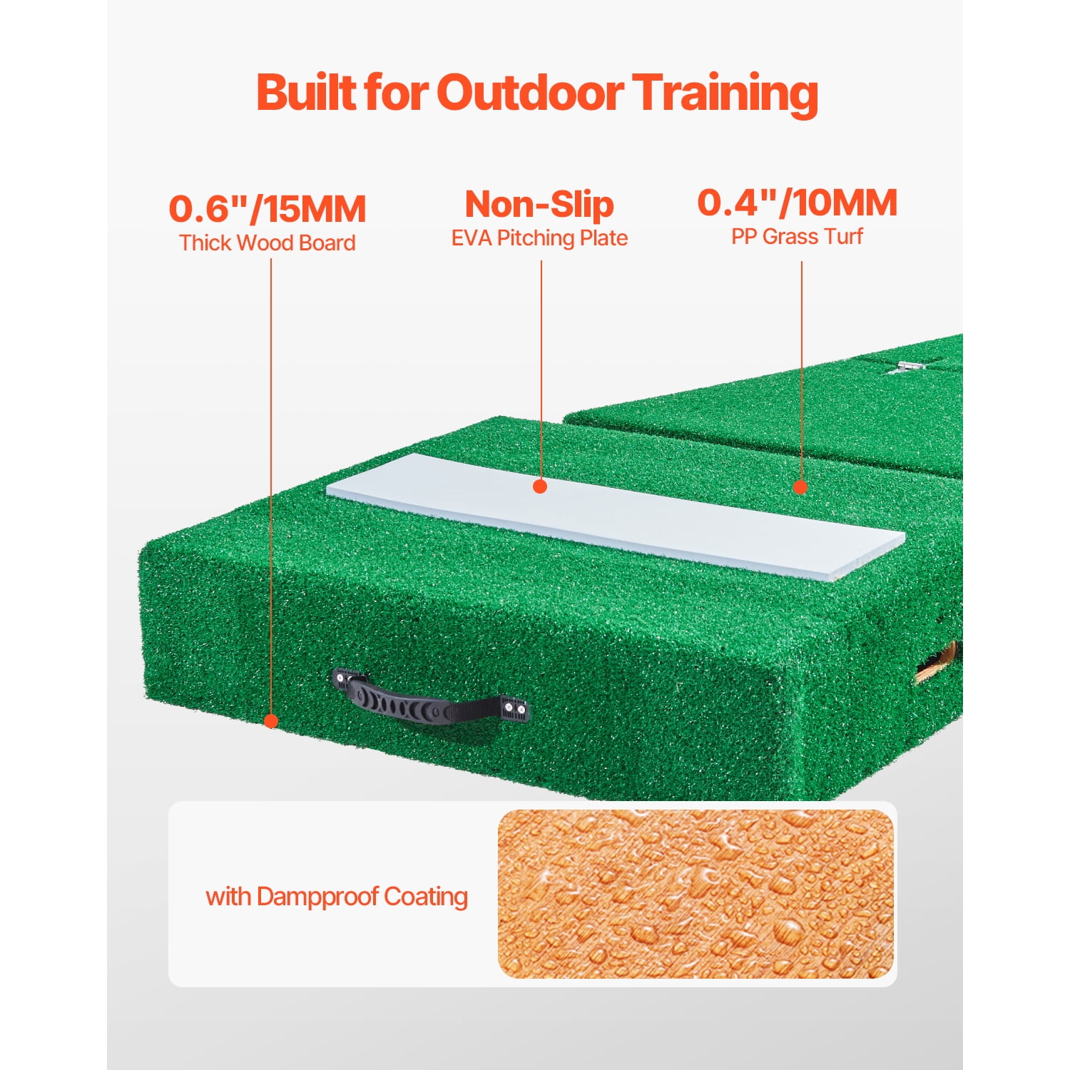 KFFKFF Pitching Hill, Movable Baseball Thrower's Hill, 77 in Indoor Outdoor Tossing Exercise and Coaching Gear, Softball Tossing Assistance with Durable Grass, Pitching Block, Transport Handles