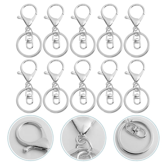 CTIRCHIU 10pcs Lobster Clasps Silver Metal Swivel Snap Hooks for Keychains Durable Lanyard Decor Accessories 0.89in