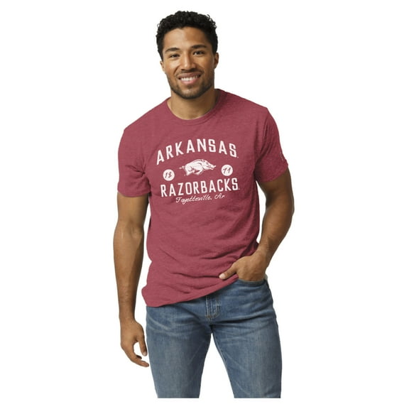 Men's League Collegiate Wear Heather Cardinal Arkansas Razorbacks Victory Falls Tri-Blend T-Shirt