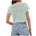 thumbnail image 6 of Women's White V-Neck Short Sleeve Knit Cardigan Sweater Lightweight Open Front for Layering, 6 of 7