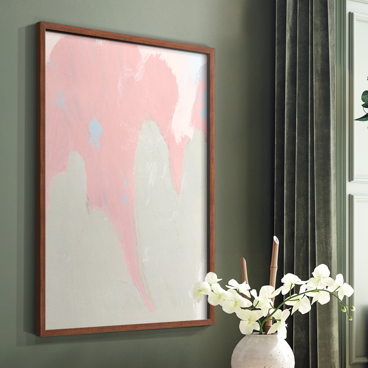 Blushing Abstract IV Framed Print in Brown Solid Wood Framed Print No Nail Hanging