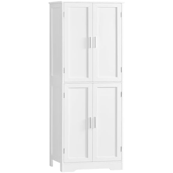 67” Storage Cabinet, Kitchen Pantry Cabinet with 4 Doors and 2 Adjustable Shelves, Cupboard, Tall Bathroom Cabinets for Dining Room, Living Room, White$$Home Decor, Kitchen, & Other