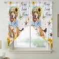 thumbnail image 2 of Sunflowers Dog Swag Valances for Windows, Kitchen Curtains 36 Inch Length 2 Panels Set, Spring Watercolor Floral Stars Colorful Plaid Short Curtains for Small Windows Rod Pocket Cafe Curtains 28"x36", 2 of 8