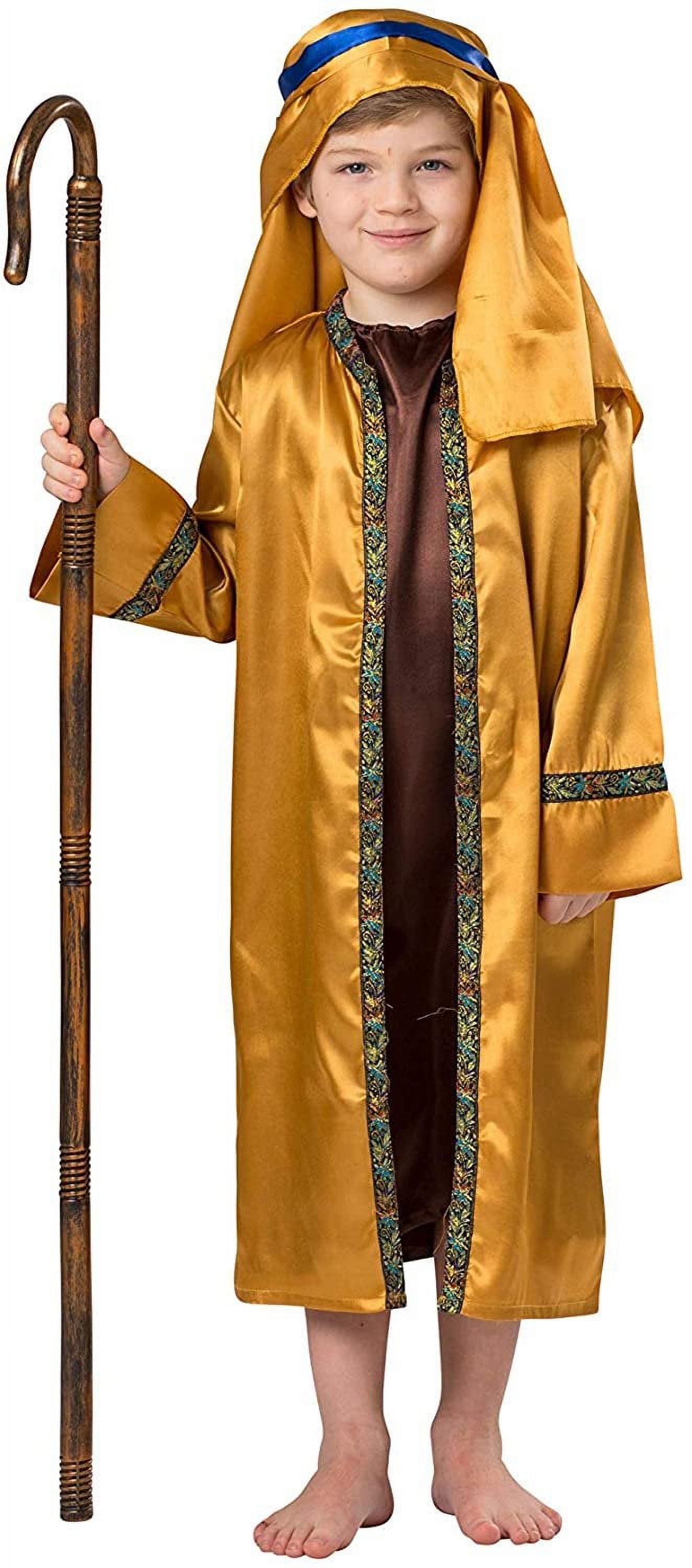 Dress-Up-America Shepherd Costume for Kids - Biblical Costume Set for Boys  - Brown And Gold Shepherds Dress Up for Children