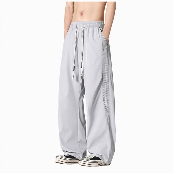 NIEWTR Mens Training Sweatpants Solid Tone Drawstring Waist Pockets Joggers Casual Sport Pants Lightweight Breathable Trousers(A-Light Gray,7XL)