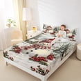 thumbnail image 4 of Homewish Funny Snowman Teens Queen Sheet Sets, Winter Christmas Flower Botanical Flat Sheet, Rustic Farmhouse Queen Fitted Sheet, Ultra Soft Bedroom Decor, 4pcs, 4 of 7