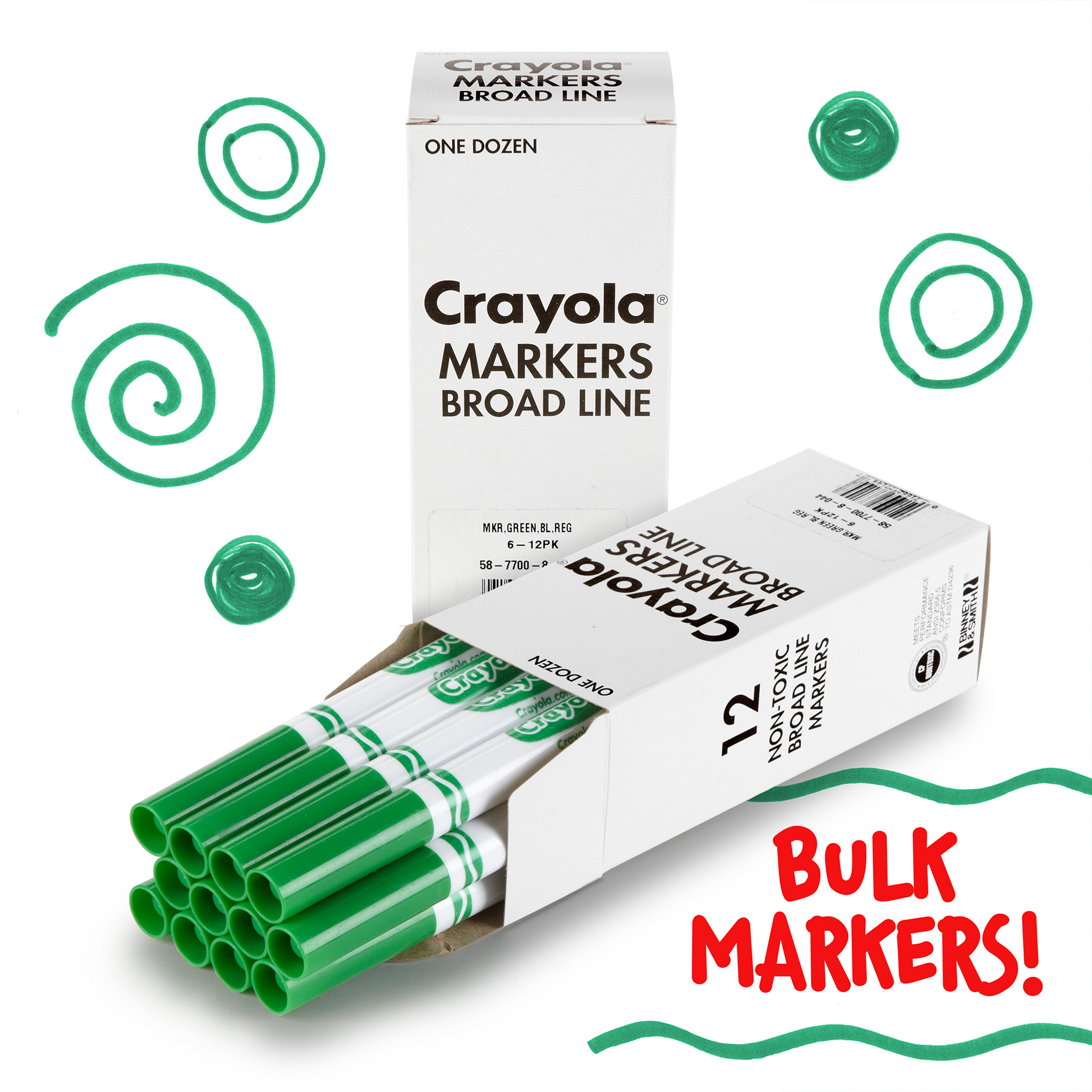 Crayola Bulk Markers, Conical Tip, Green, 12 Per Pack, 3 Packs