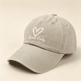 thumbnail image 5 of TELOLY 2026 New Baseball Cap Korean Version for Men and Women Versatile Heart Embroidered Hat Maga Hat Spring and Summer Washed Distressed Baseball Cap Sun Hat,Khaki, 5 of 6
