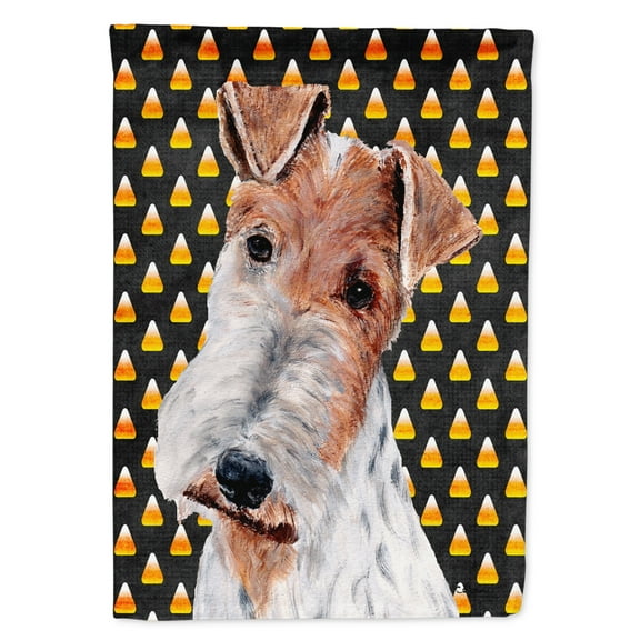Wire Fox Terrier Candy Corn Halloween House Flag
