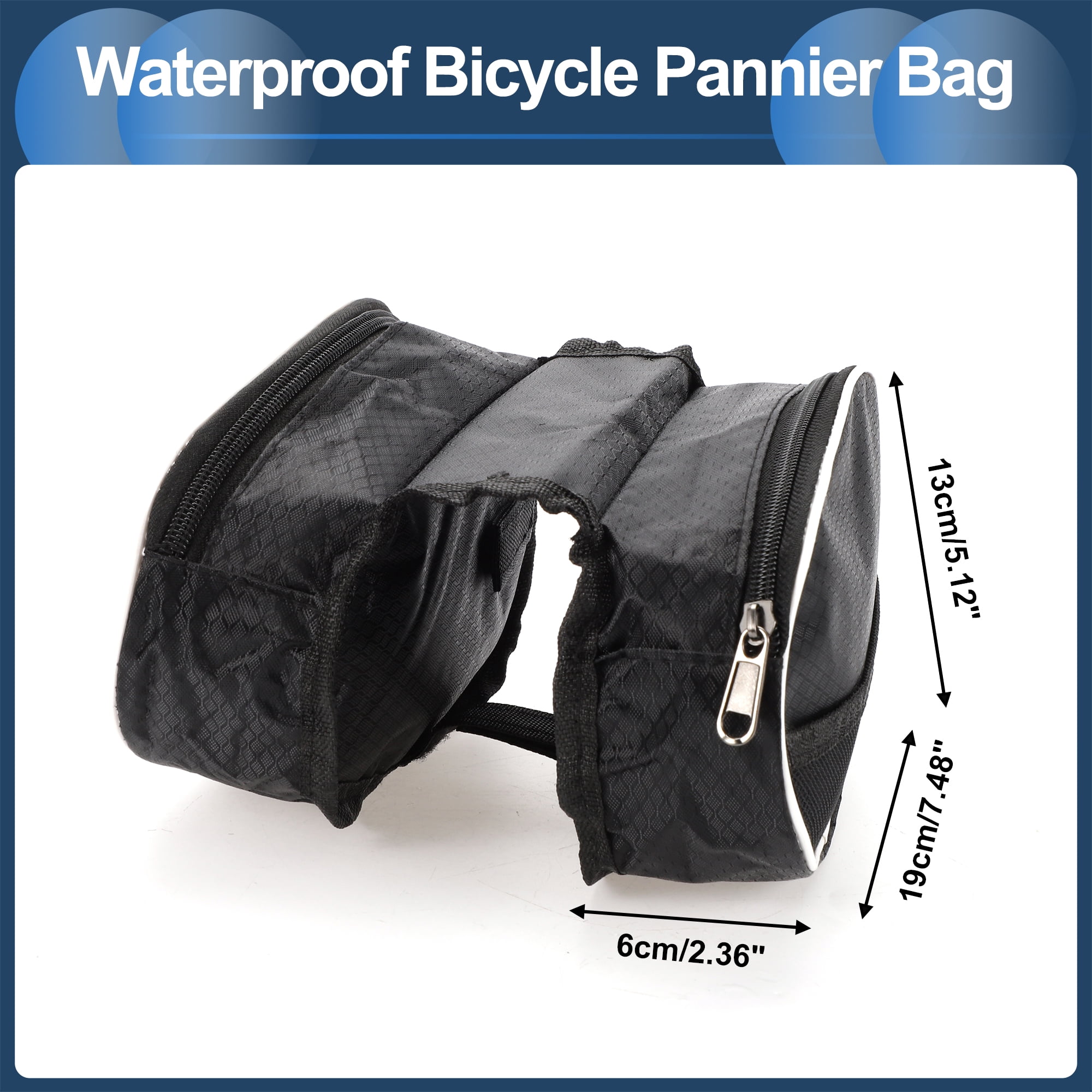 Unique Bargains Bike Frame Waterproof Pannier Bag for Road Mountain Bikes Black