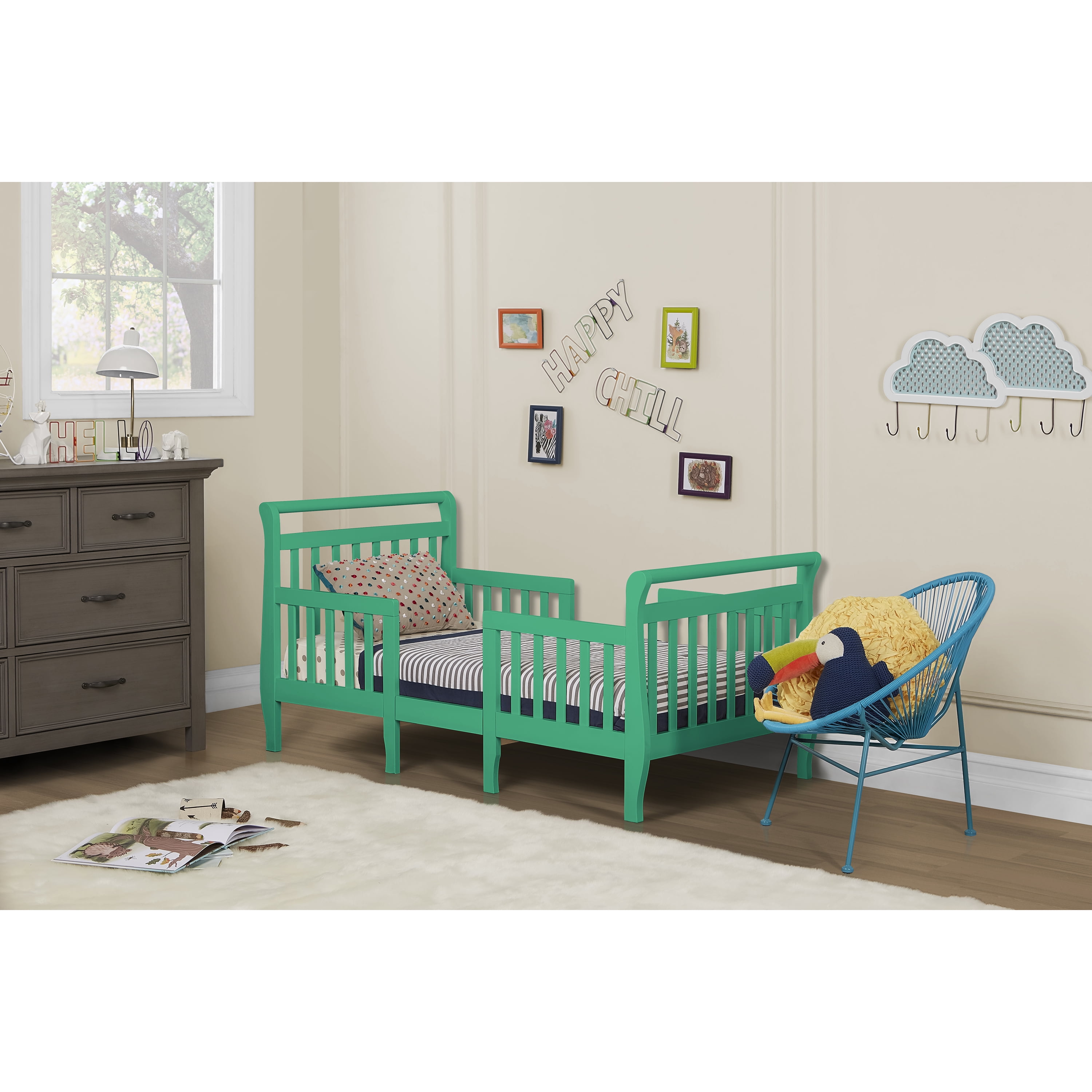 Dream On Me Emma 3 in 1 Convertible Toddler Bed, Emerald