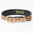 thumbnail image 3 of Hilason Beaded Hand Tooled Strong Genuine Leather Dog Collar Black/Tan Medium, 3 of 5