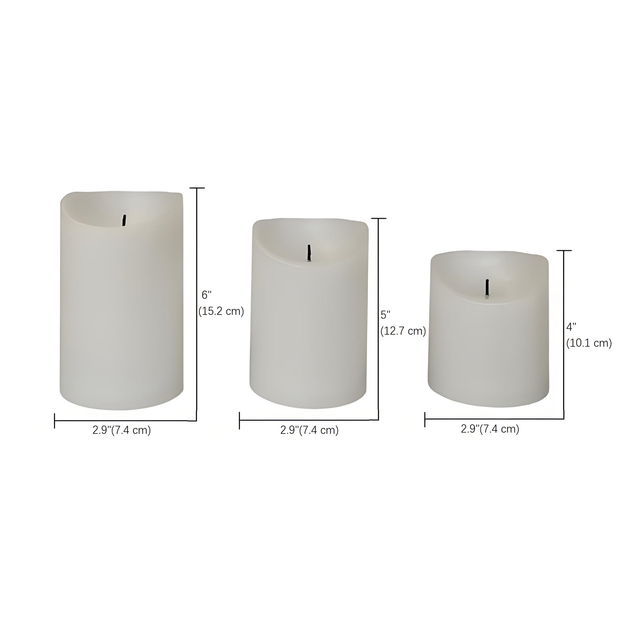 Mainstays White Rechargeable Flameless LED Pillar Candles,Various Sizes, 3 pack