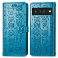 thumbnail image 3 of Wallet Case for Google Pixel 8, Lovely Cute Animal Embossed Pattern Cartoon PU Leather Flip Cover with Card Slots Cash Holder Kickstand Magnetic Clasp Shockproof Case, Blue, 3 of 11