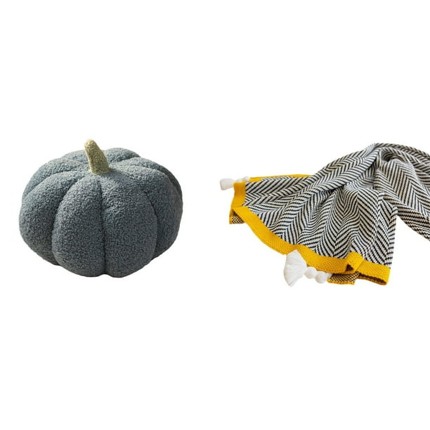 Manta de punto con forma de calabaza de Halloween, juguete decorativo de acrílico suave, textil para el hogar, adecuada para dormitorio, sala de estar