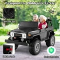 thumbnail image 5 of Gymax 2 Seater Ride On Truck Car 12V Licensed Toyota FJ40 RC w/ Laser Light & Music Black, 5 of 10