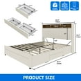 thumbnail image 5 of Dextrus 4 Drawers Queen Size Storage Bed Frame with LED Light, Charging Station, No Box Spring Required, Beige, 5 of 8