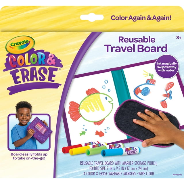 Tablero de dibujo Crayola Color & Erase con rotuladores y tela para más de 3