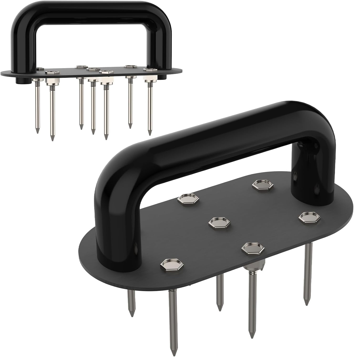 RGHJAR-Hand Tiller Garden Tool Lawn Aerator Spike Manual Tool Portable Handheld Aerator Lawn Tool with 7-Iron Spikes, Pre-Aessmbled Small Grass Aerator Tool, Cultivator Tiller Soil Lossener