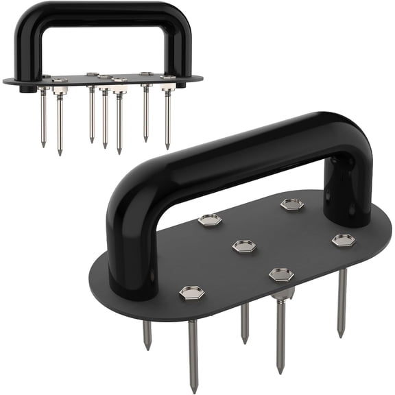 Hand Tiller Garden Tool Lawn Aerator Spike Manual Tool Portable Handheld Aerator Lawn Tool with 7-Iron Spikes, Pre-Aessmbled Small Grass Aerator Tool, Cultivator Tiller Soil Lossener