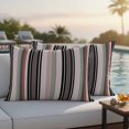 thumbnail image 4 of Black Green Pink Striped Outdoor Waterproof Pillow Covers, Farmhouse Modern Stripes Art Decorative Rectangle Throw Pillowcase Sofa Cushion Sham for Patio/Couch/Chair, 20"x12" 2 Pack, 4 of 8