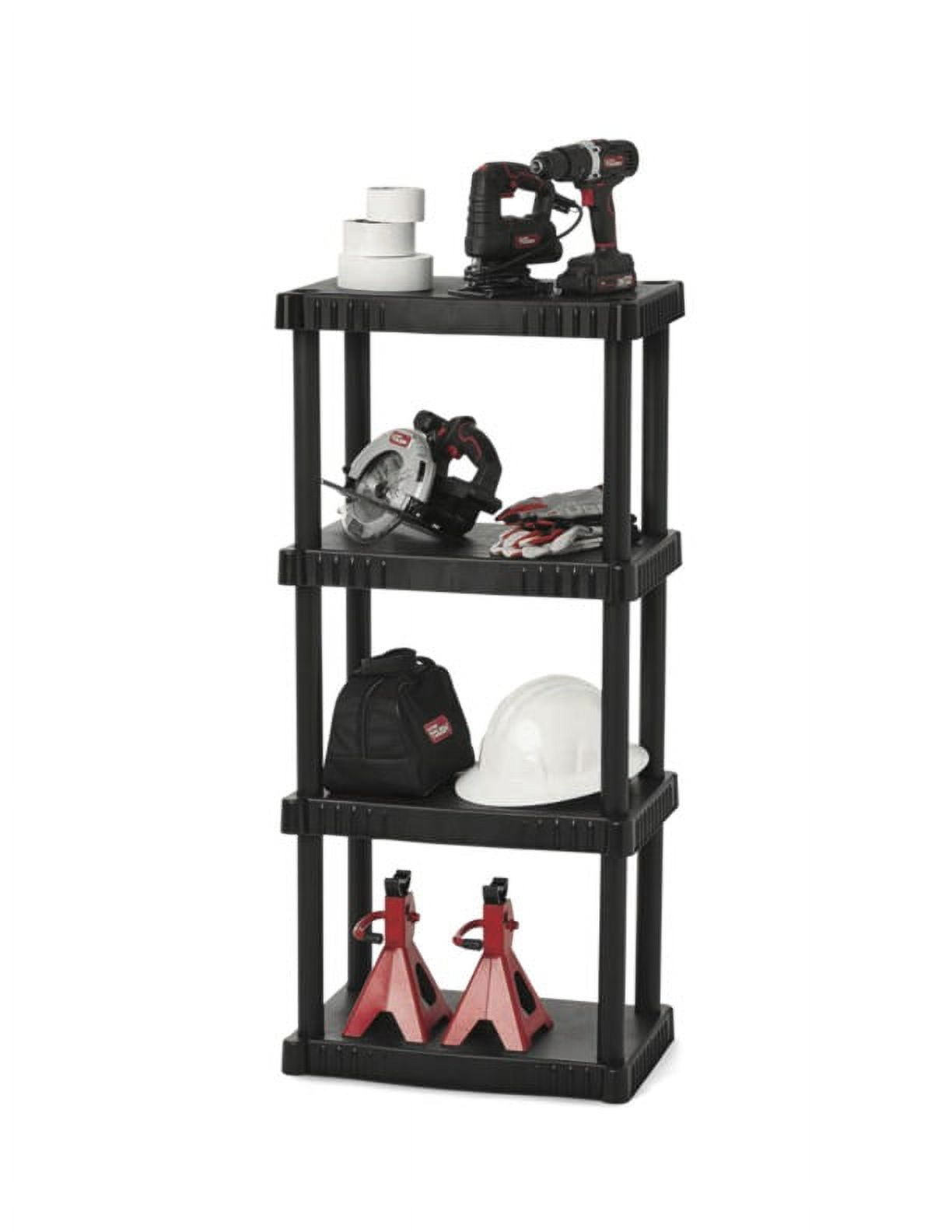 Hyper Tough 3-Tier Shelving Unit, W30 x D14 x H39 Multipurpose Garage  Plastic Shelf Organizer, Black