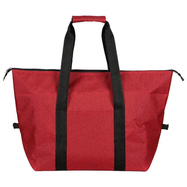 Picnic Storage Bag Folding Cooler Handbag Insulated Cool Hamper Food Container for Work Red L